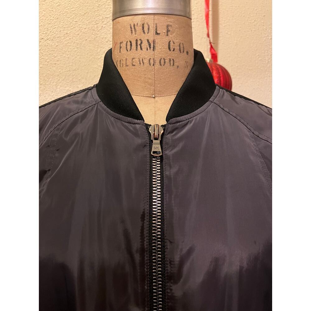 Women’s Michael Kors Gray Bomber Jacket Size L - Picture 2 of 12